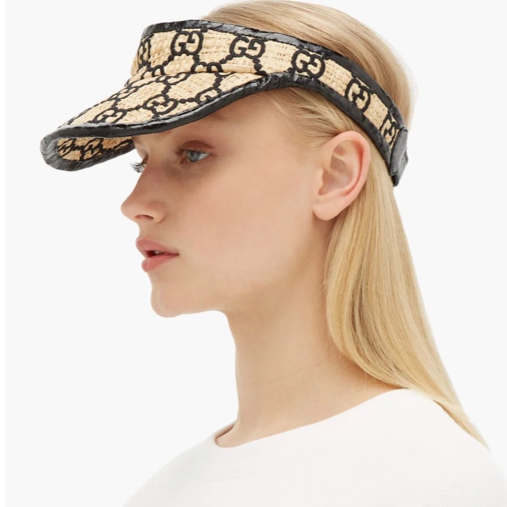 NWT Gucci Raffia Snakeskin Visor